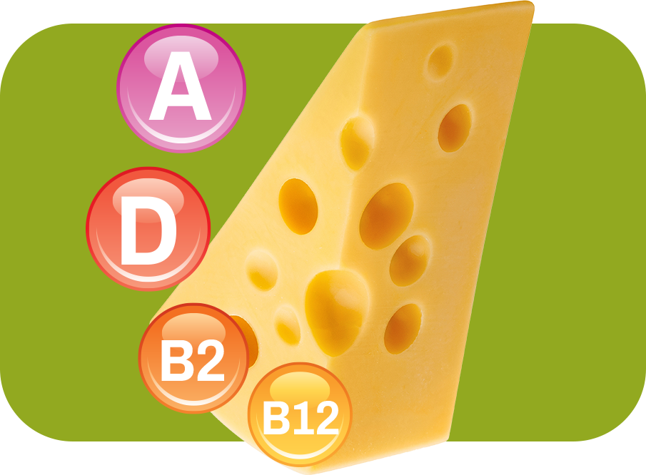 Queijo com selos de vitaminas